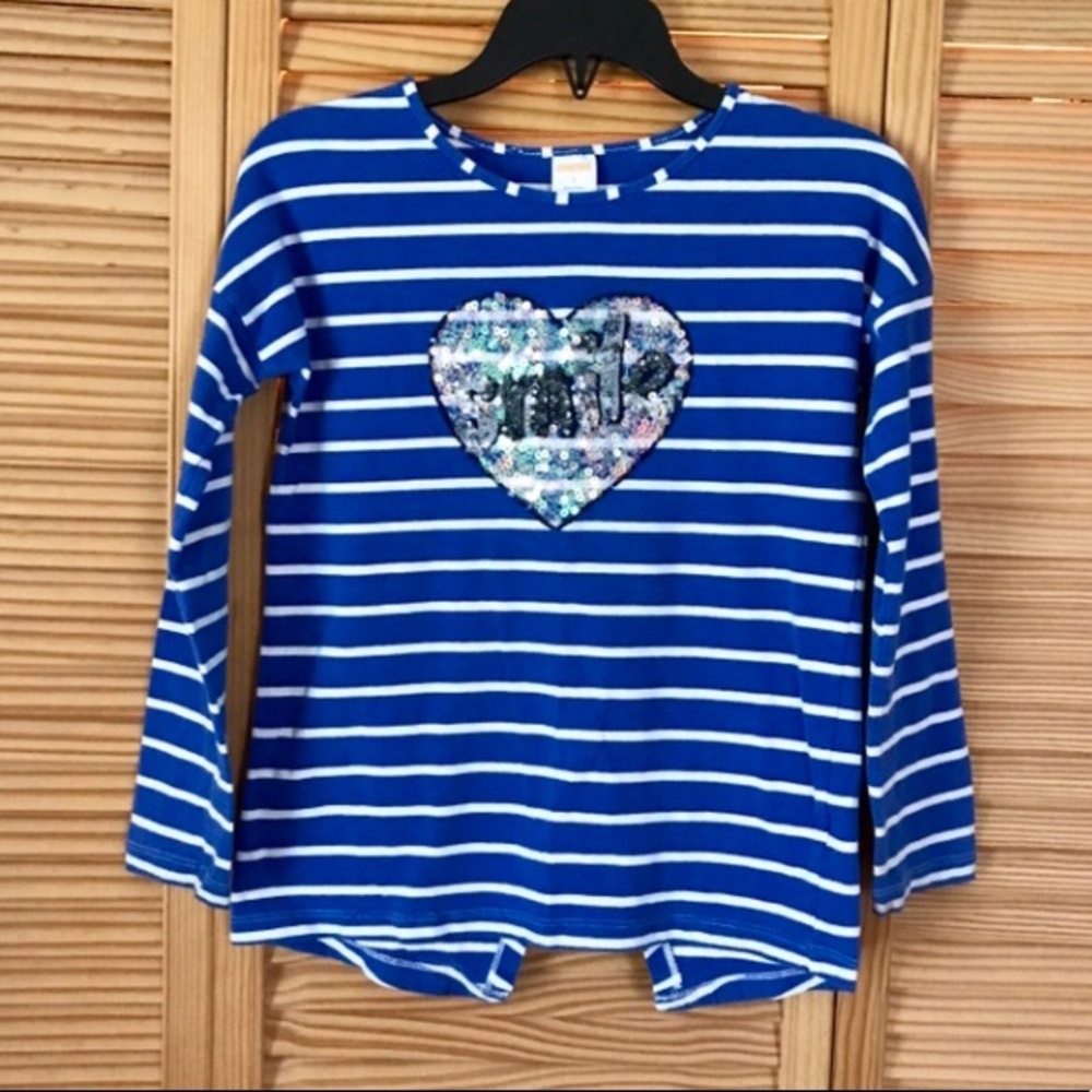 Gymboree Sequin “Smile” Striped Long Sleeve Shirt